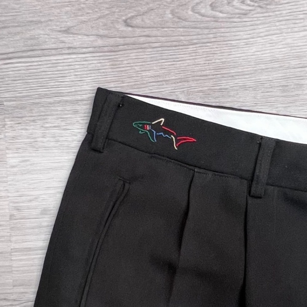 Greg Norman Collection Mens Black Pleated Golf Shorts Size 38 Embroidered Shark - Picture 9 of 14